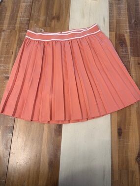 Peter Millar Coral Pleated Skater Skirt with Striped Elastic Waistband